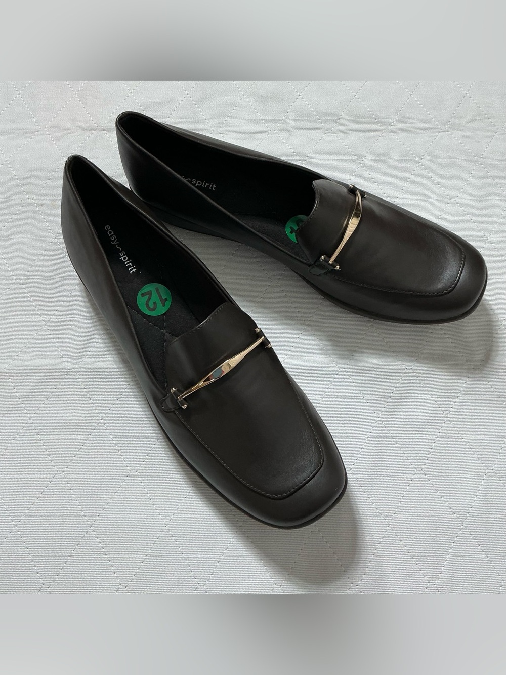 Easy Spirit Amalie Brown Leather Loafers Gold Bit Size 12 NWOB